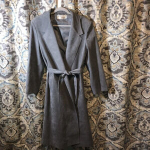 Vintage Womens Adolph‎ Schuman Lilli Ann Gravy Ultra Suede Full Length Coat  S/M